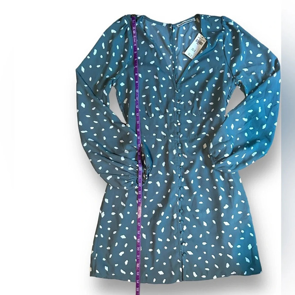 Abercrombie & Fitch Green White Polka Dot Long Sleeve Mini Dress Size Small Tall - Picture 6 of 10